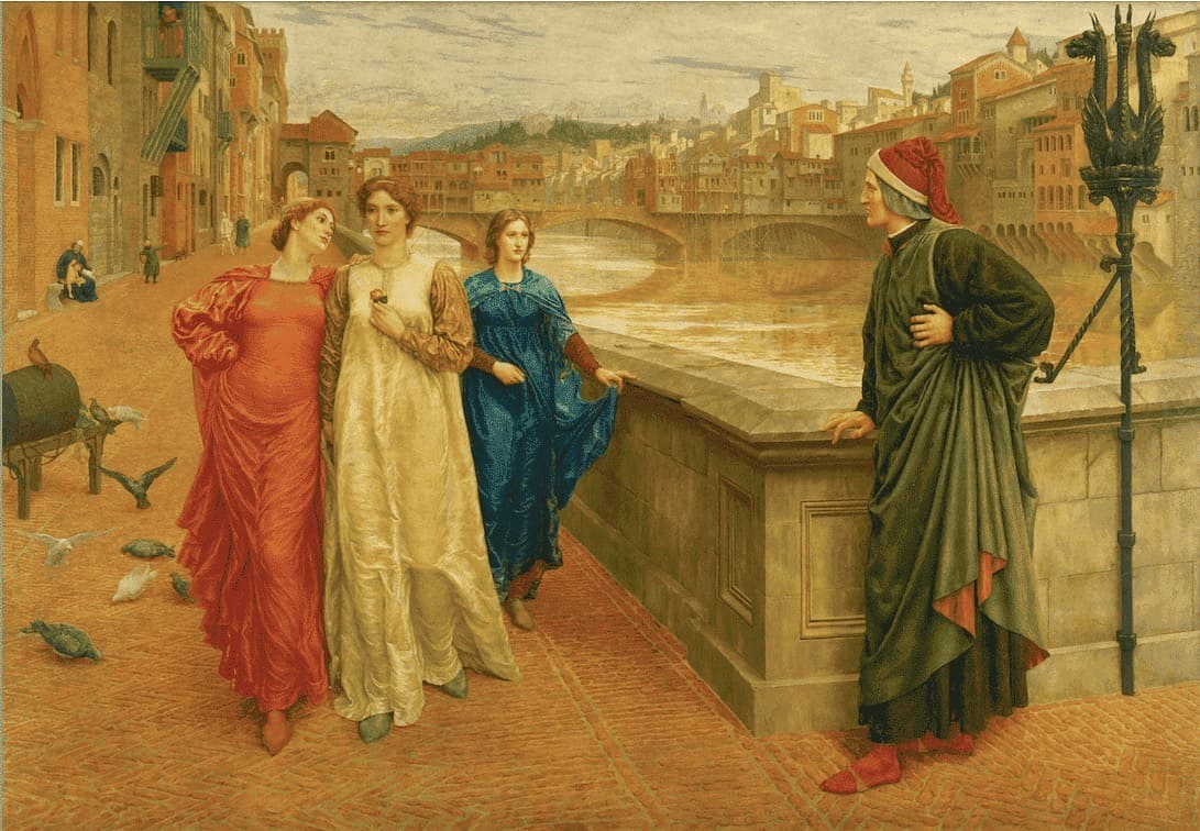 Quadro "Dante incontra Beatrice al ponte Santa Trinita" di Holiday.